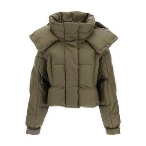 Bacon puffa ring wlt cropped puffer jacket with snap-off hood